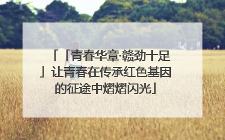 「青春华章·赣劲十足」让青春在传承红色基因的征途中熠熠闪光