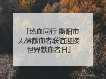 热血同行 衡阳市无偿献血者联谊迎接世界献血者日