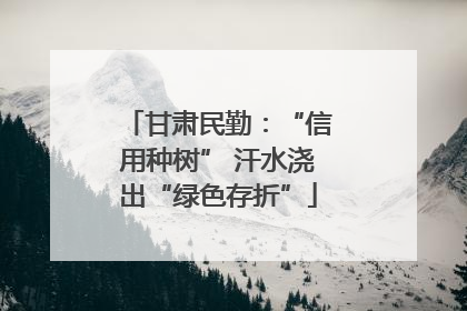 甘肃民勤：“信用种树” 汗水浇出“绿色存折”
