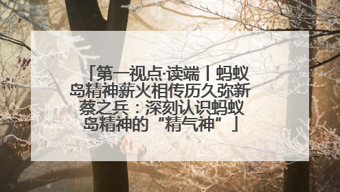第一视点·读端丨蚂蚁岛精神薪火相传历久弥新 蔡之兵：深刻认识蚂蚁岛精神的“精气神”