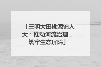 三明大田桃源镇人大：推动河流治理，筑牢生态屏障