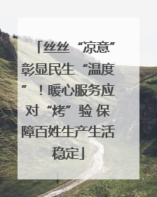 丝丝“凉意”彰显民生“温度”！暖心服务应对“烤”验 保障百姓生产生活稳定