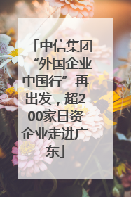 中信集团“外国企业中国行”再出发，超200家日资企业走进广东