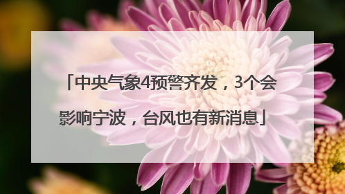 中央气象4预警齐发，3个会影响宁波，台风也有新消息