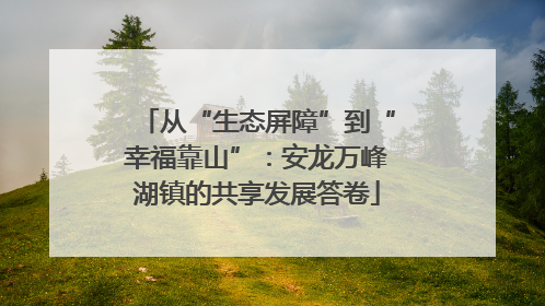 从“生态屏障”到“幸福靠山”：安龙万峰湖镇的共享发展答卷