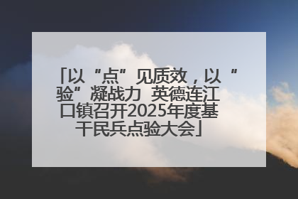 以“点”见质效，以“验”凝战力  英德连江口镇召开2025年度基干民兵点验大会