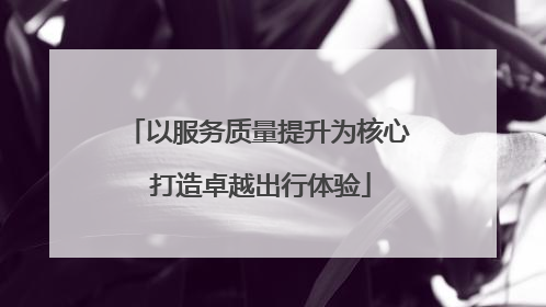 以服务质量提升为核心 打造卓越出行体验