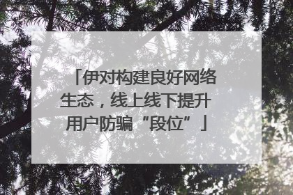 伊对构建良好网络生态，线上线下提升用户防骗“段位”