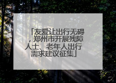 友爱让出行无碍，郑州市开展残障人士、老年人出行需求建议征集
