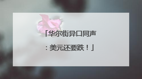 华尔街异口同声：美元还要跌！