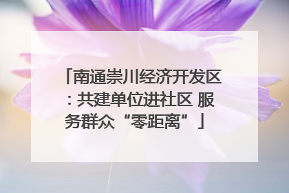 南通崇川经济开发区：共建单位进社区 服务群众“零距离”