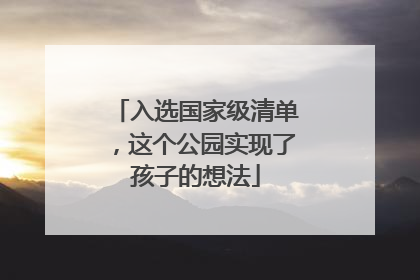 入选国家级清单，这个公园实现了孩子的想法