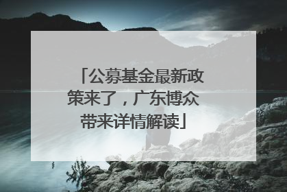 公募基金最新政策来了，广东博众带来详情解读