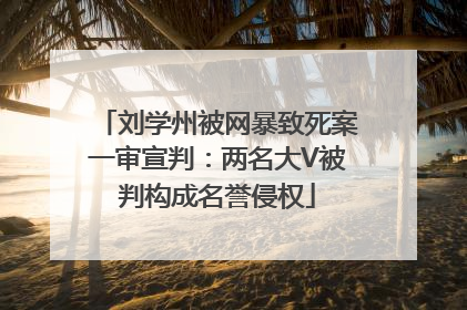 刘学州被网暴致死案一审宣判：两名大V被判构成名誉侵权