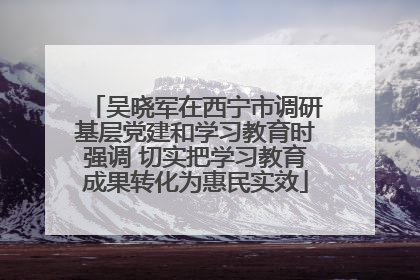 吴晓军在西宁市调研基层党建和学习教育时强调 切实把学习教育成果转化为惠民实效
