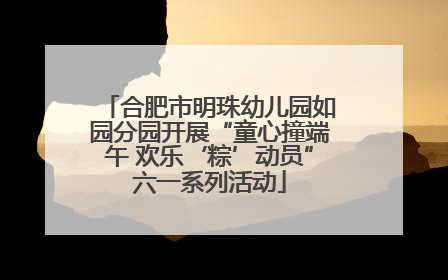 合肥市明珠幼儿园如园分园开展“童心撞端午 欢乐‘粽’动员”六一系列活动