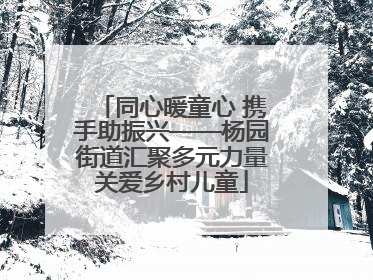 同心暖童心 携手助振兴——杨园街道汇聚多元力量关爱乡村儿童