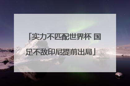 实力不匹配世界杯 国足不敌印尼提前出局