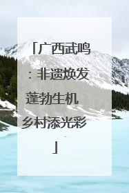 广西武鸣：非遗焕发蓬勃生机 乡村添光彩
