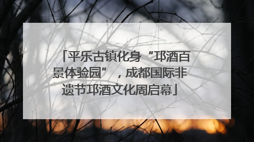 平乐古镇化身“邛酒百景体验园”，成都国际非遗节邛酒文化周启幕