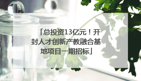 总投资13亿元！开封人才创新产教融合基地项目一期招标