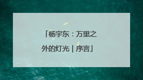 杨宇东：万里之外的灯光｜序言
