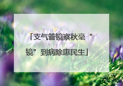 支气管镜察秋毫“镜”到病除惠民生