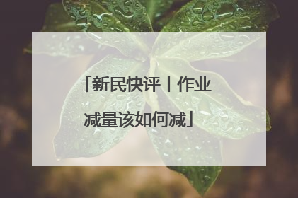 新民快评丨作业减量该如何减