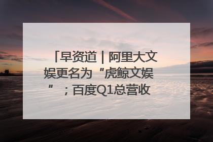早资道｜阿里大文娱更名为“虎鲸文娱”；百度Q1总营收325亿元超预期