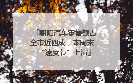 朝阳汽车零售额占全市近四成，本周末“速度节”上演