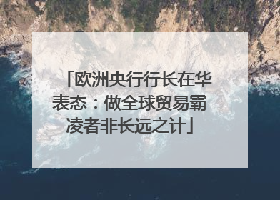 欧洲央行行长在华表态：做全球贸易霸凌者非长远之计