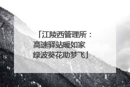 江陵西管理所：高速驿站暖如家 绿波葵花助梦飞