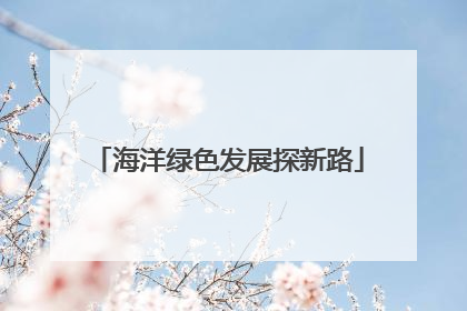 海洋绿色发展探新路