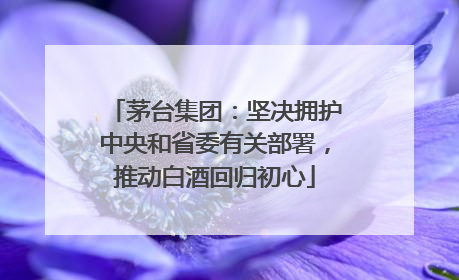 茅台集团：坚决拥护中央和省委有关部署，推动白酒回归初心