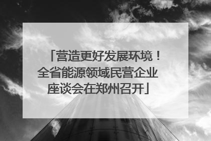营造更好发展环境！全省能源领域民营企业座谈会在郑州召开