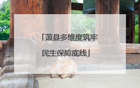 萧县多维度筑牢民生保障底线
