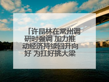 许昆林在常州调研时强调 加力推动经济持续回升向好 为扛好挑大梁责任多作贡献