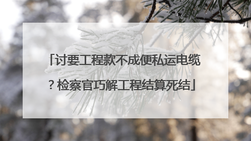讨要工程款不成便私运电缆？检察官巧解工程结算死结