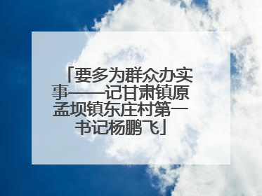 要多为群众办实事——记甘肃镇原孟坝镇东庄村第一书记杨鹏飞