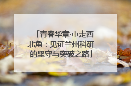 青春华章·重走西北角：见证兰州科研的坚守与突破之路