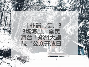 非遗市集、33场演出、全民舞台！郑州大剧院“公众开放日艺术节”举行