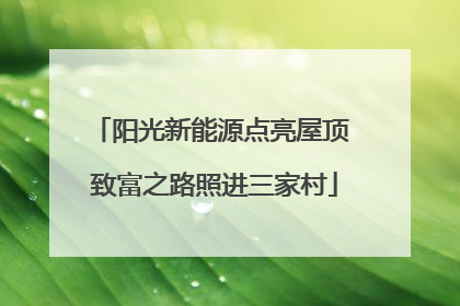 阳光新能源点亮屋顶 致富之路照进三家村