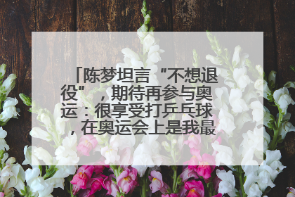 陈梦坦言“不想退役”，期待再参与奥运：很享受打乒乓球，在奥运会上是我最幸福的时候