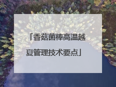 香菇菌棒高温越夏管理技术要点