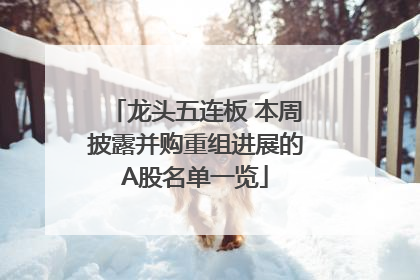 龙头五连板 本周披露并购重组进展的A股名单一览