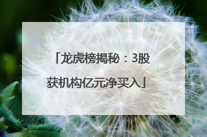 龙虎榜揭秘：3股获机构亿元净买入